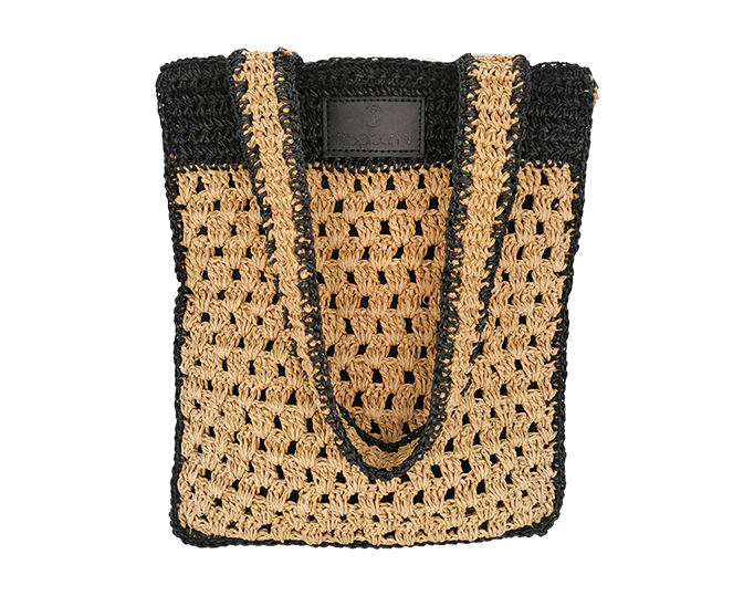 Contrast Straw Bag Black - Tropicana Collection