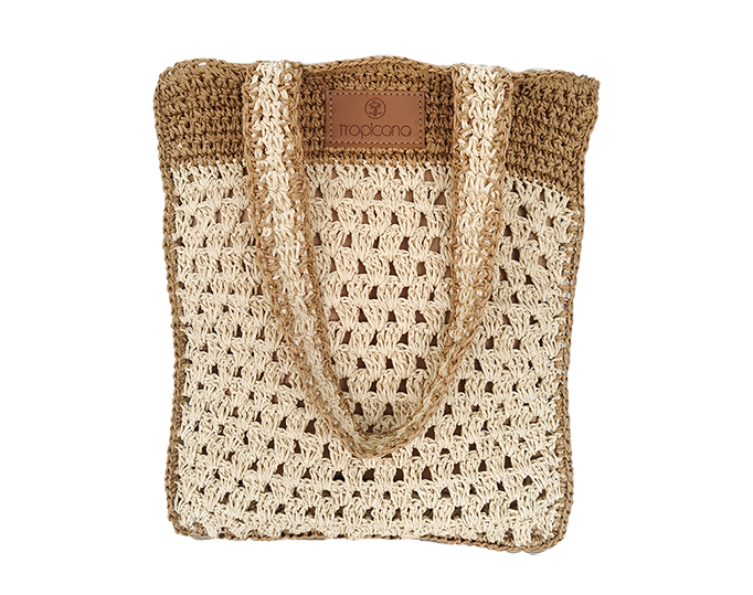 Contrast Straw Bag Camel - Tropicana Collection
